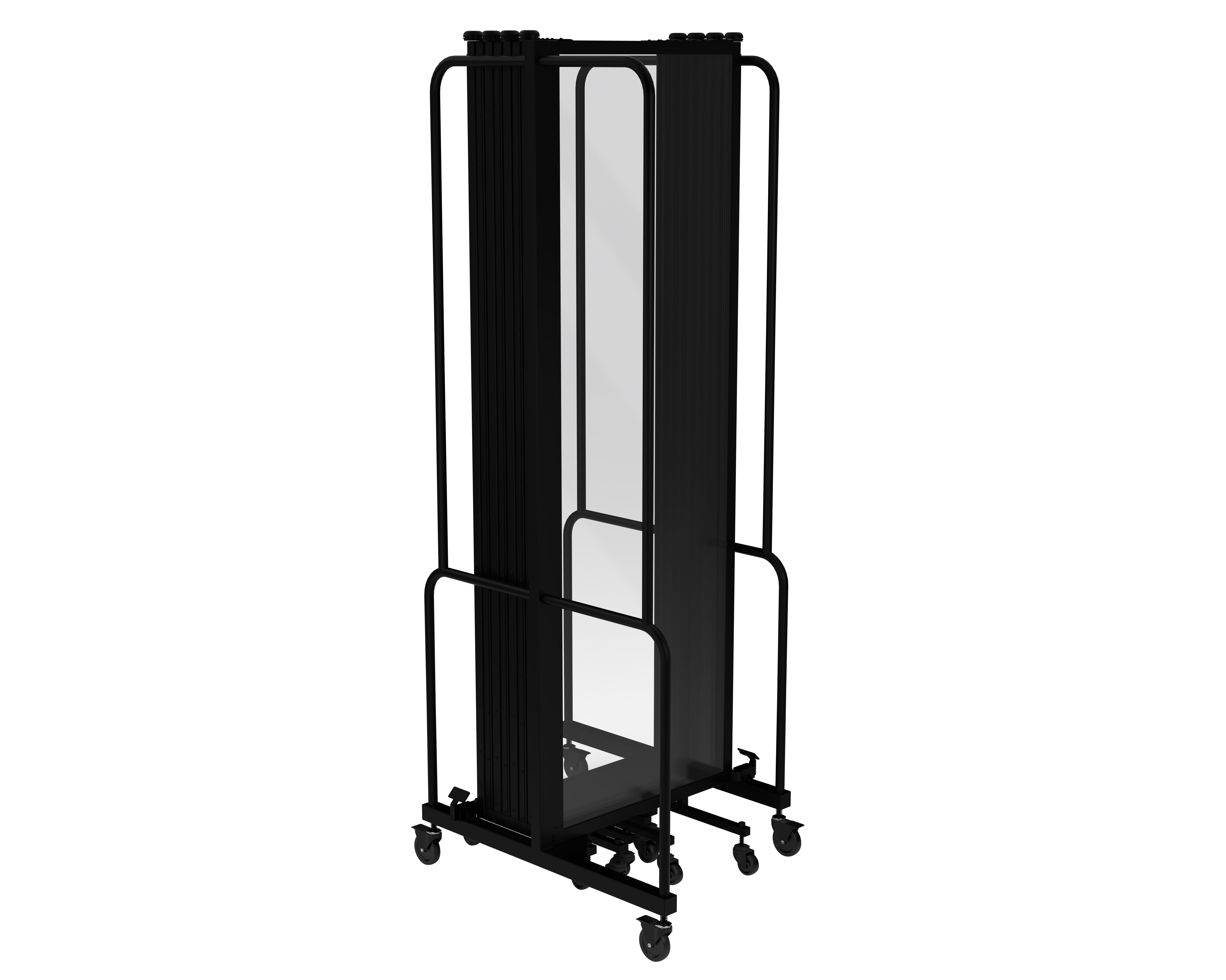 Hampden Furnishings Otis Collection Portable Room Divider, 9 Transparent Panels, Black Frame