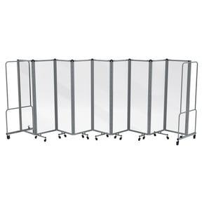 Hampden Furnishings Otis Collection Portable Room Divider, 9 Transparent Panels, Grey Frame