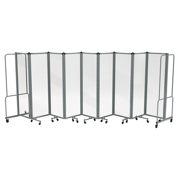 Hampden Furnishings Otis Collection Portable Room Divider, 9 Transparent Panels, Grey Frame