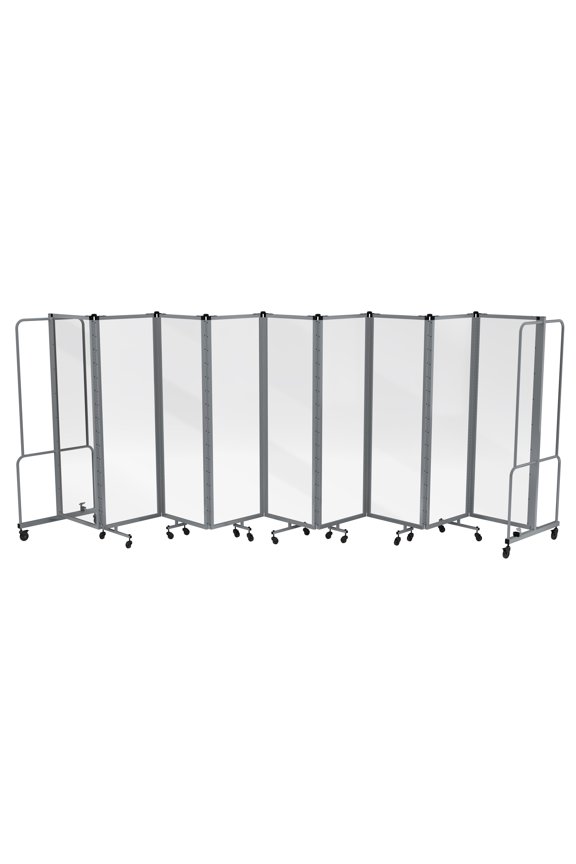 Otis Collection Portable Room Divider, 9 Transparent Panels, Grey Frame