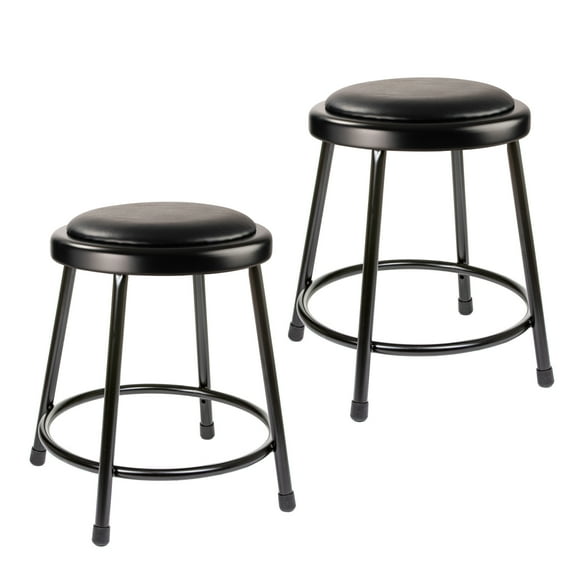 Hampden Furnishings Otto Collection 18" Vinyl Padded Stool, Black, Pack of 2