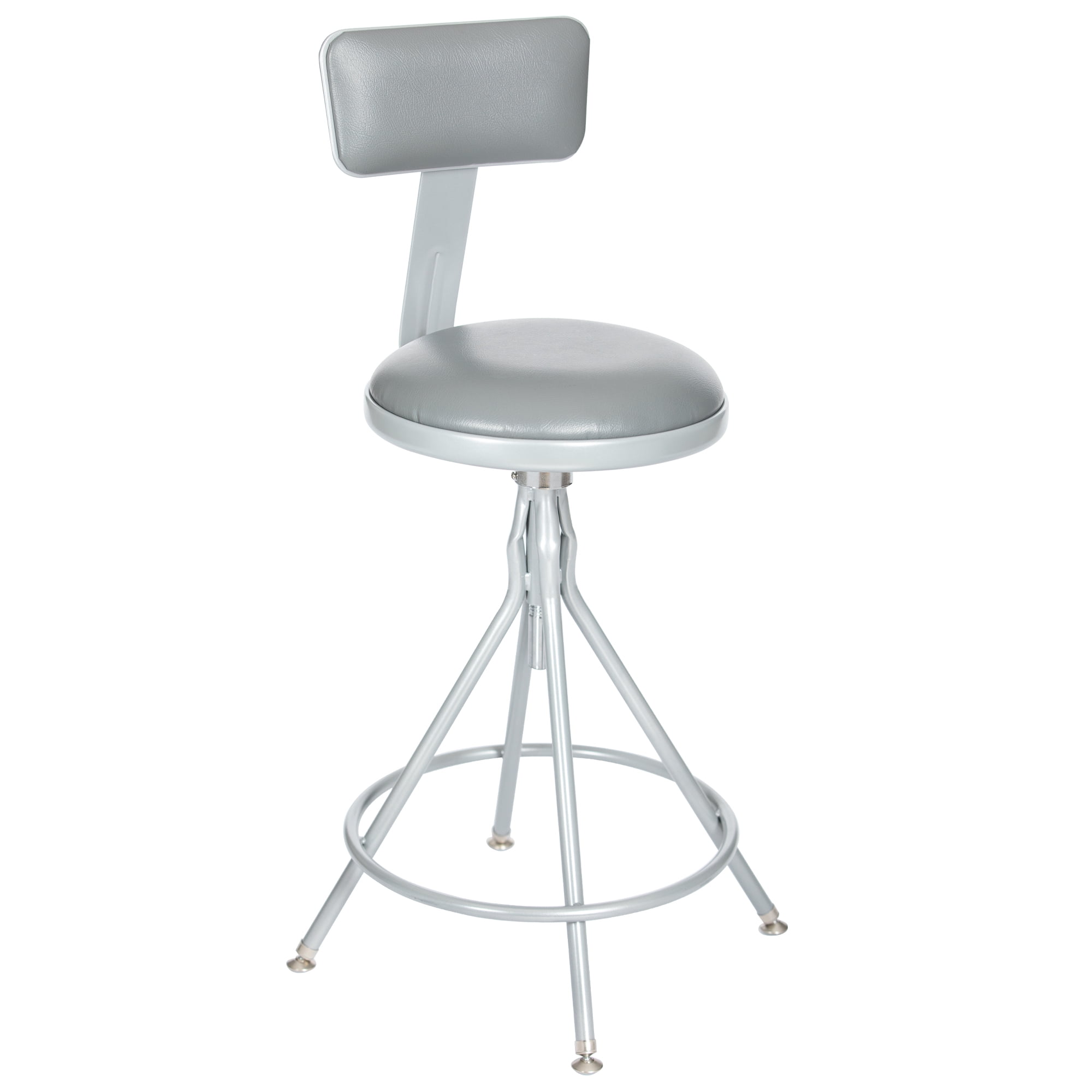 Hampden Furnishings Phelan Collection Adjustable Steel Swivel Stool with Backrest, Grey