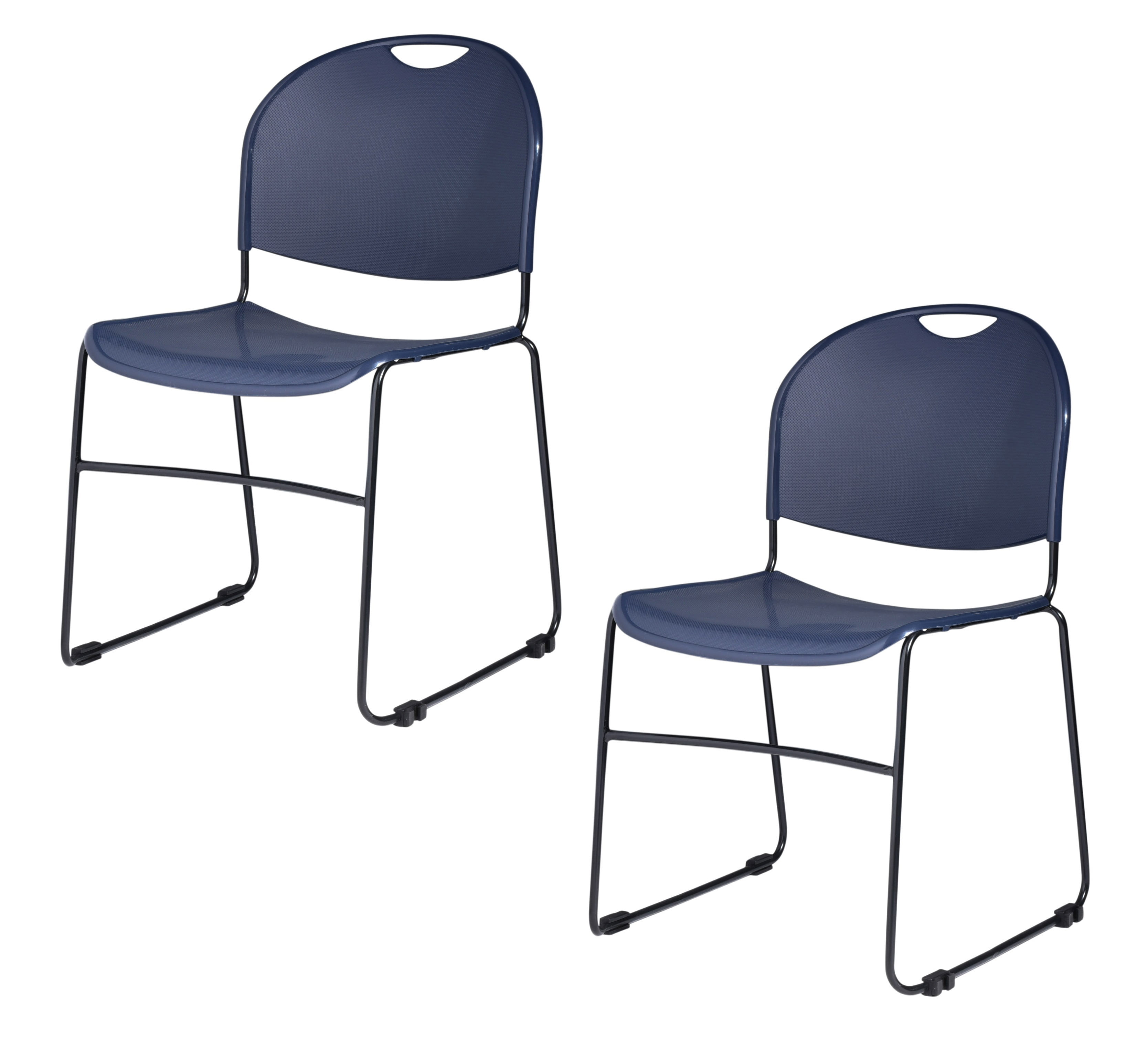 Hampden Furnishings Naomi Collection Basics Plastic/Steel Stack Chair, Navy Blue, 2 pack