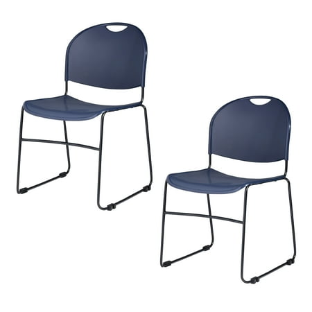 Hampden Furnishings Naomi Collection Basics Plastic/Steel Stack Chair, Navy Blue, 2 pack