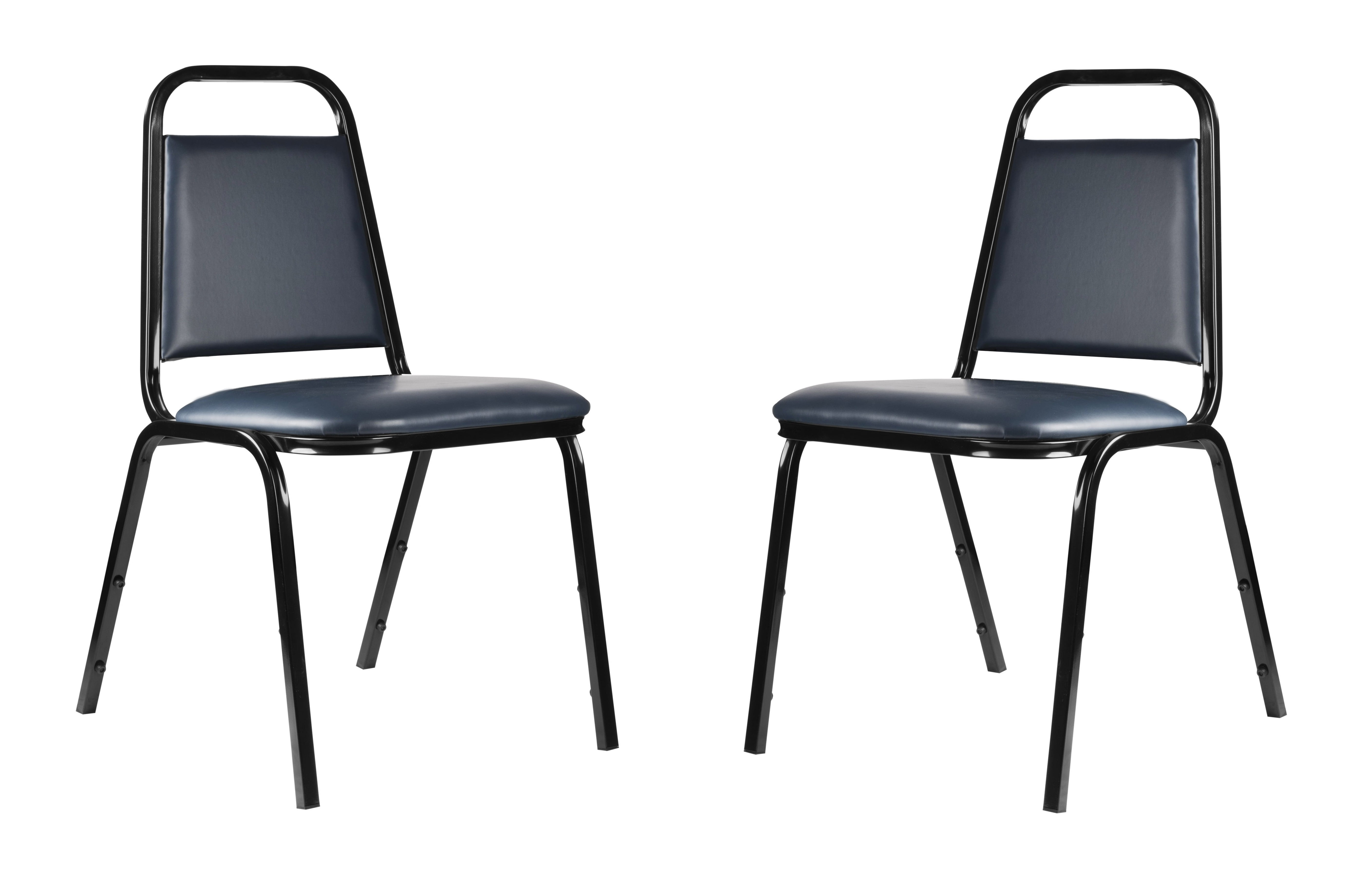 Hampden Furnishings Stella Collection  Vinyl Padded Stack Chair, Dark Blue, Pack of 2