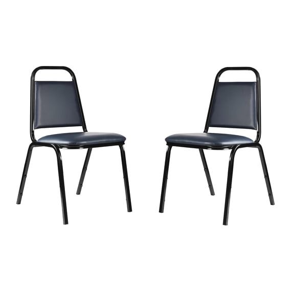 Hampden Furnishings Stella Collection Vinyl Padded Stack Chair, Dark Blue, Pack of 2