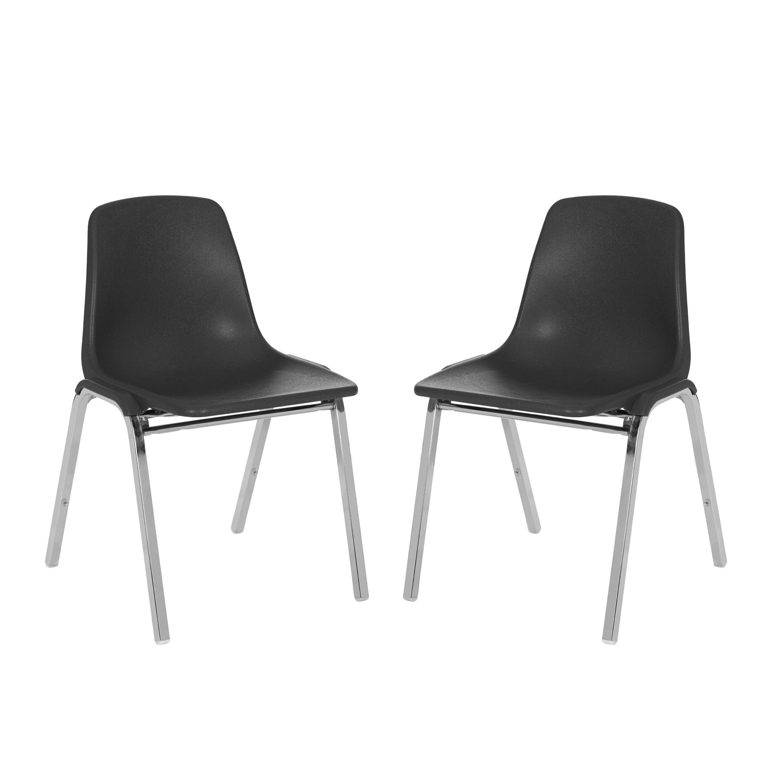 Hampden Furnishings Willa Collection Plastic Stack Chair, Black, Pack of 2
