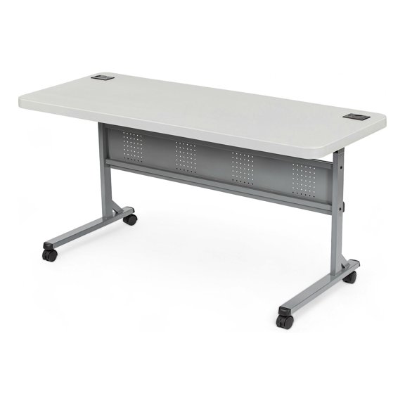 Hampden Furnishings Wyatt 24" x 60" Flip-Fold Training Table, Speckled Grey