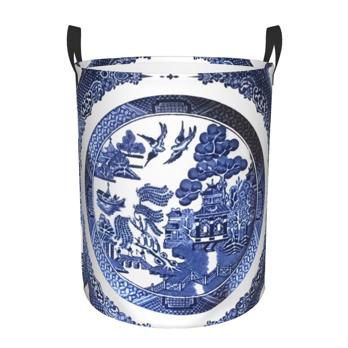 Hamper Baby Porcelain Delft Blue Bin Storage Clothing Large Foldable Basket Laundry Tiles