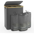 thumbnail image 1 of Hampers for Laundry Basket with Lid, 160L Extra Large 3 Section Clothes Divided Organizer for Bedroom,Laundry Room,Dirty Clothing Hamper,Grey, 1 of 7
