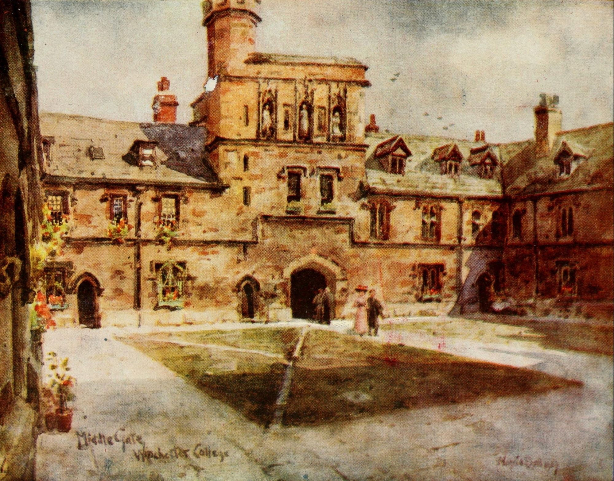Hampshire 1913 Middle Gate Winchester College Canvas Art - Wilfrid Ball (18 x 24)