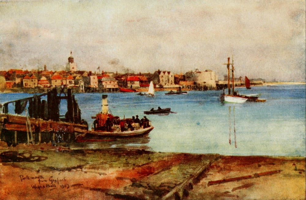 Hampshire 1913 Portsmouth from Gosport Canvas Art - Wilfrid Ball (18 x 24)
