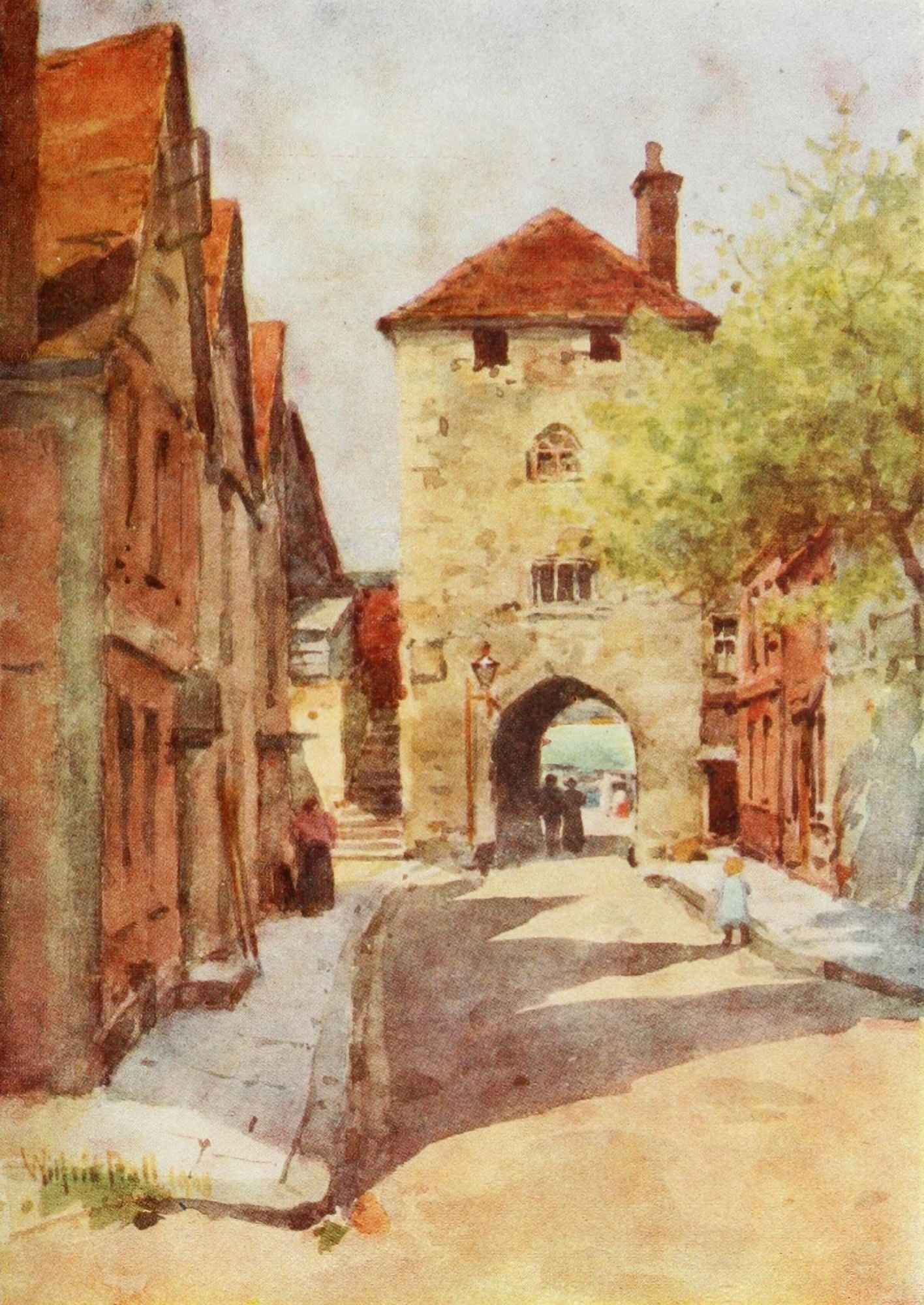 Hampshire 1913 West Gate Southampton Canvas Art - Wilfrid Ball (18 x 24)