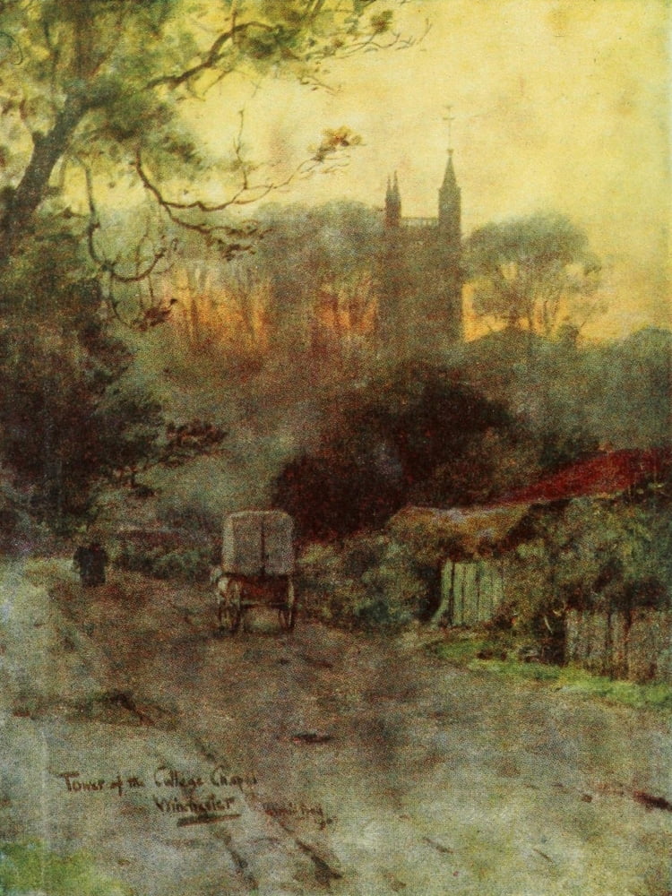 Hampshire 1913 Winchester Tower of College Chapel Canvas Art - Wilfrid Ball (24 x 36)
