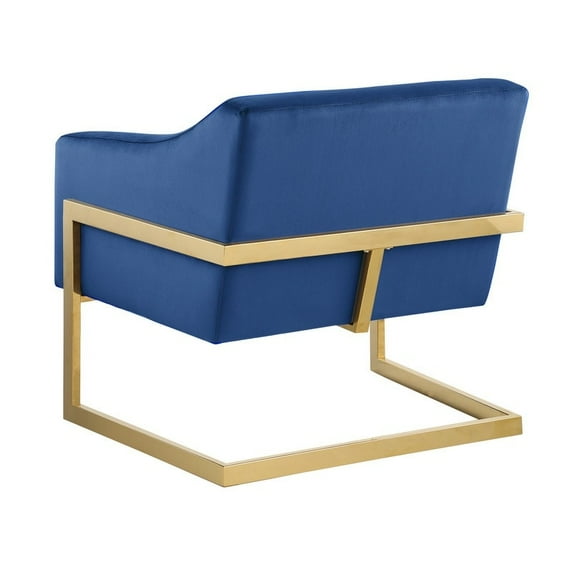 Hampshire Blue Velvet with Gold Stainless Steel Modern Accent Chair