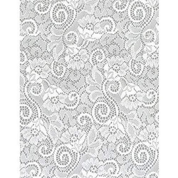 Hampshire Paper 24-Inch-Wide Krystalphane Decorated Cellophane, 1 Roll 100 Feet Long - White Victorian Lace Design