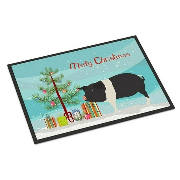 Hampshire Pig Christmas Indoor or Outdoor Mat - 18 x 27 in.