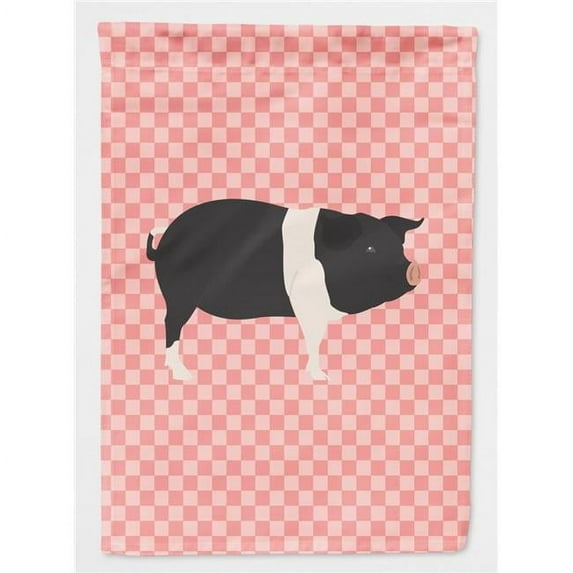 Hampshire Pig Pink Check Garden Flag