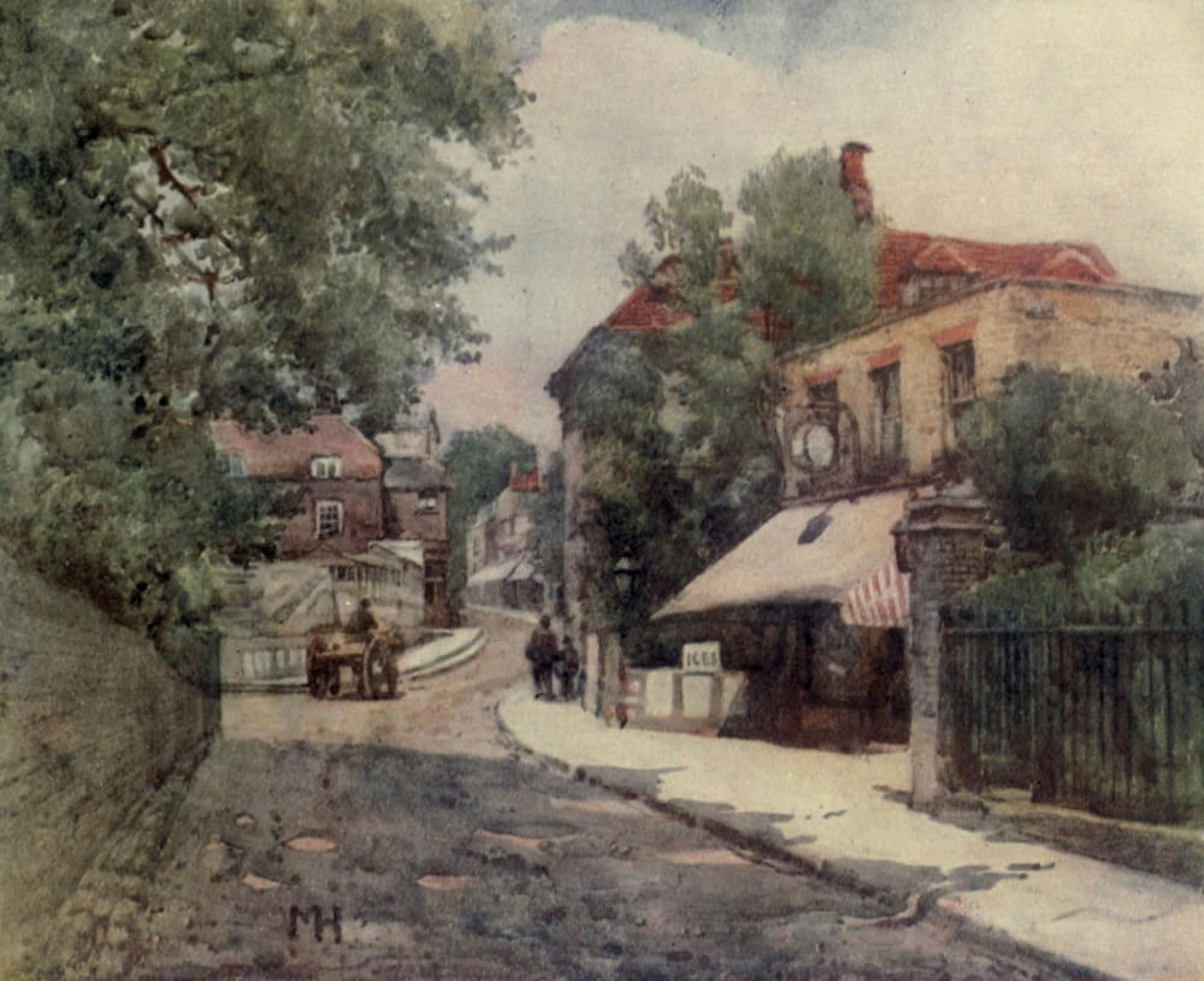 Hampstead 1912 Heath Street upper end Canvas Art - Mary Hill (18 x 24)