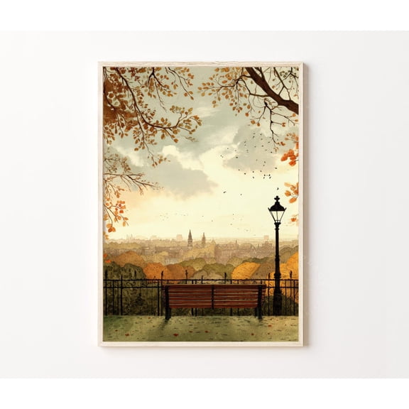 Hampstead Heath London Autumn View Home Decor Unframed Paper Print