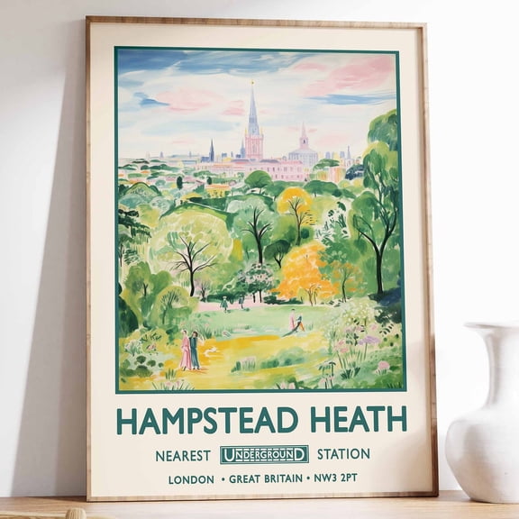 Hampstead Heath London Print, William Morris Gardens Art, Vintage Floral Art, William Morris Poster, Vintage London Wall Art, Retro Art UNFRAMED PAPER POSTER, Home Decor, Living Room Dercor