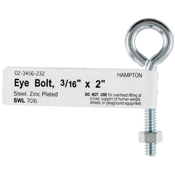 Hampton 02-3456-232 Bolt Eye Closed with Hex Nut 0.187 x 2 in. - pack of 10