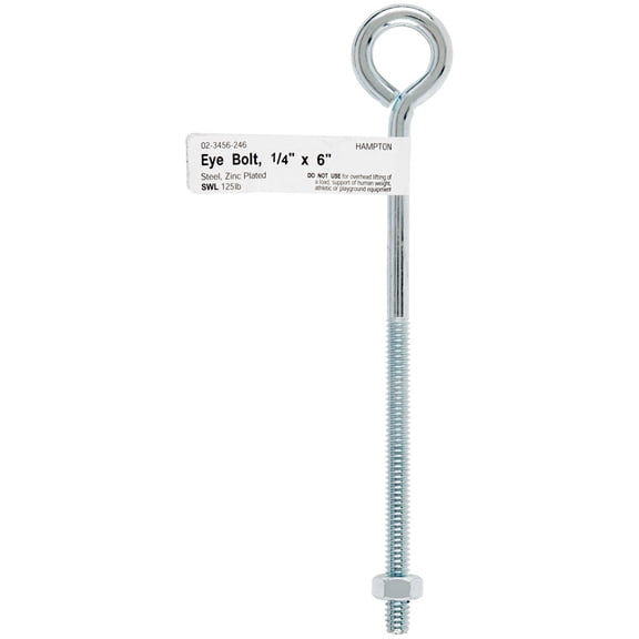Hampton 02-3456-246 Bolt Eye Closed with Hex Nut 0.25 x 6 in. - pack of 10