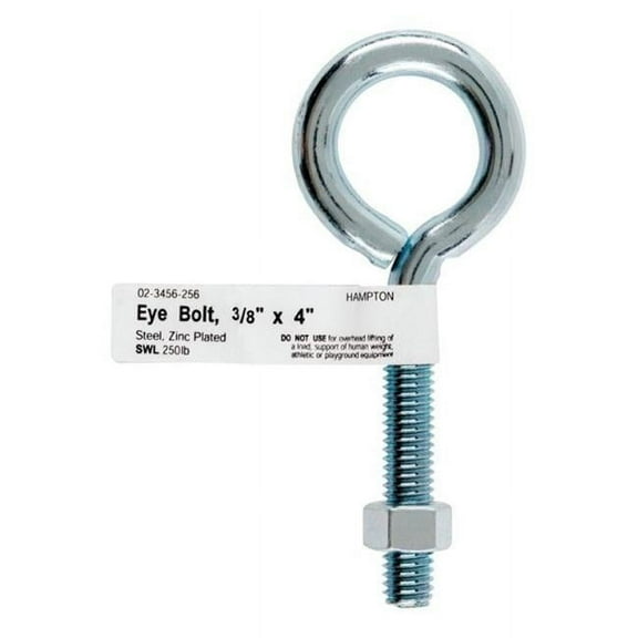Hampton 02-3456-256 Bolt Eye Closed with Hex Nut 0.375 x 4 in. - pack of 10