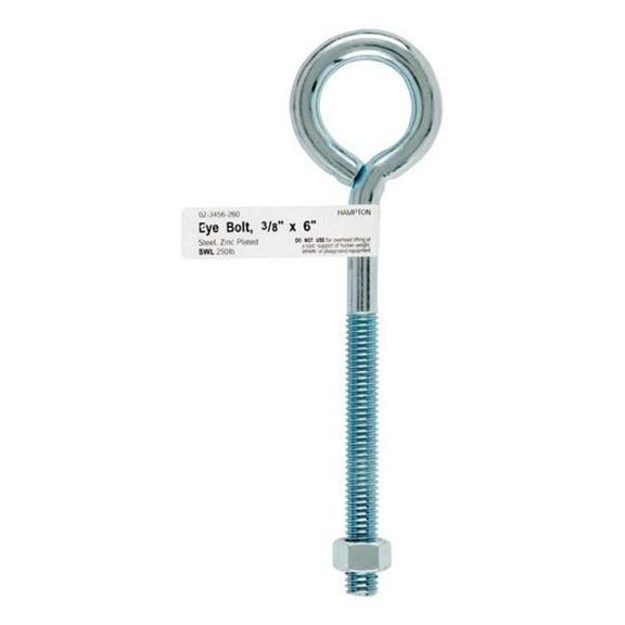 Hampton 02-3456-260 Bolt Eye Closed with Hex Nut 0.375 x 6 in.
