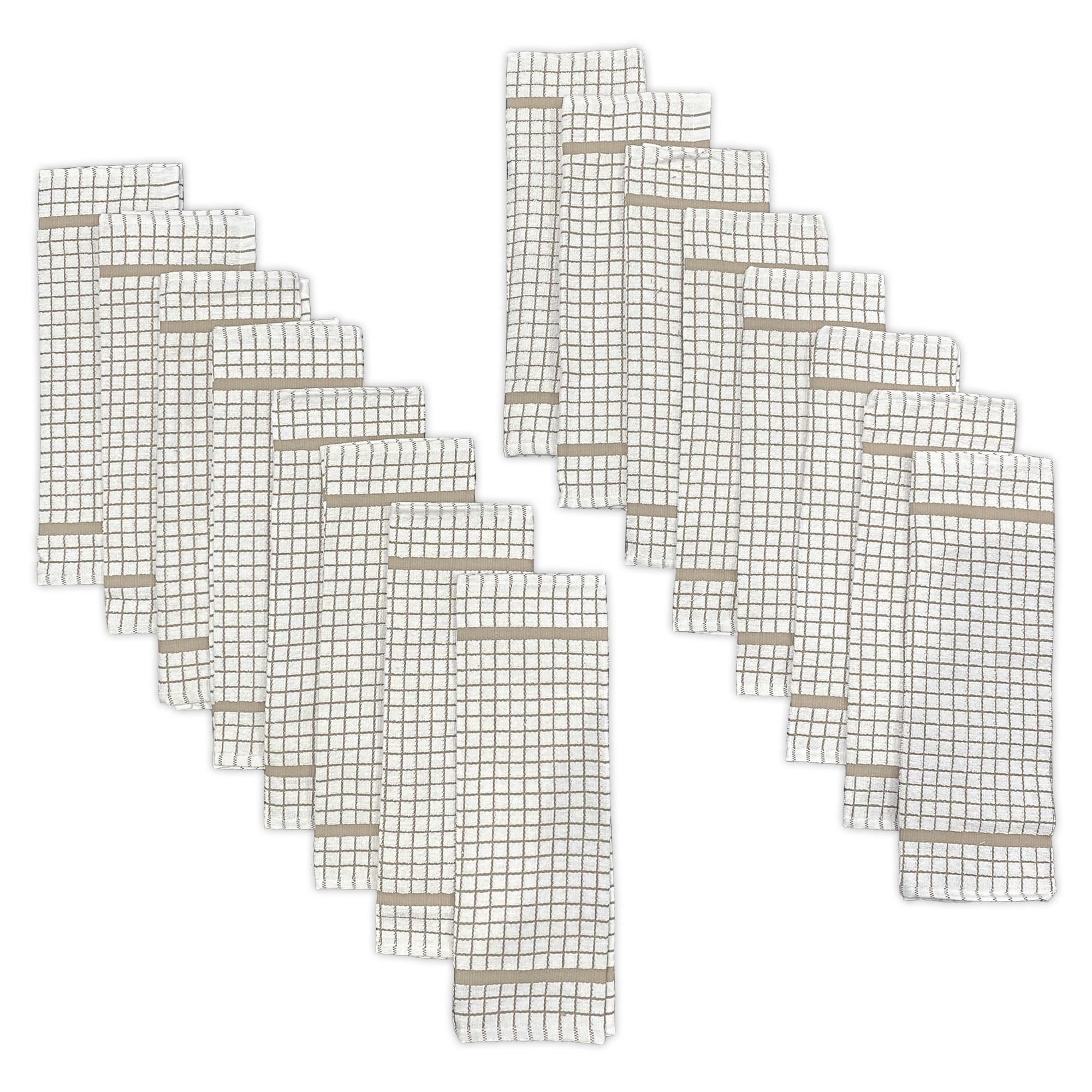 Hampton Beige Check Cotton Dishcloth Set, 16-Piece