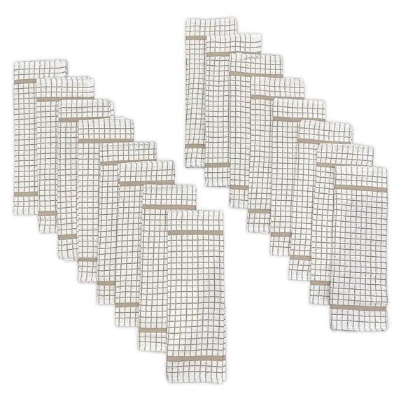 Hampton 16-Piece Check Dishcloth Set in Beige