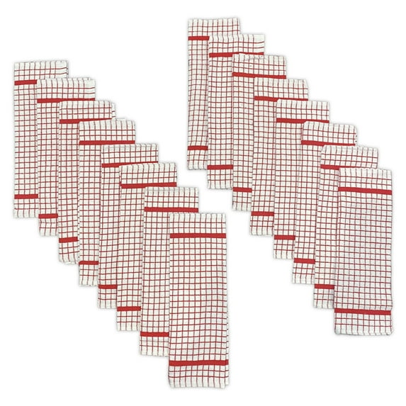 Hampton 16-Piece Check Dishcloth Set in Red