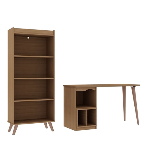 Hampton 2-Piece Extra Storage Home Furniture Office Set with Storage Writing Desk and Bookcase