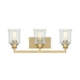 thumbnail image 1 of Hampton 3-Light Bathroom Vanity Light in Warm Brass, 1 of 6