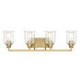 thumbnail image 1 of Hampton 4-Light Bathroom Vanity Light in Warm Brass, 1 of 5