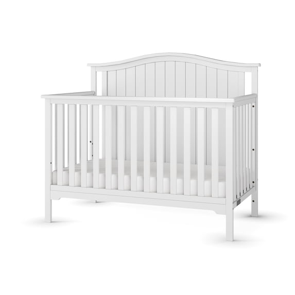Child Craft Hampton 4-in-1 Convertible Baby Crib, Arch Top in Matte White