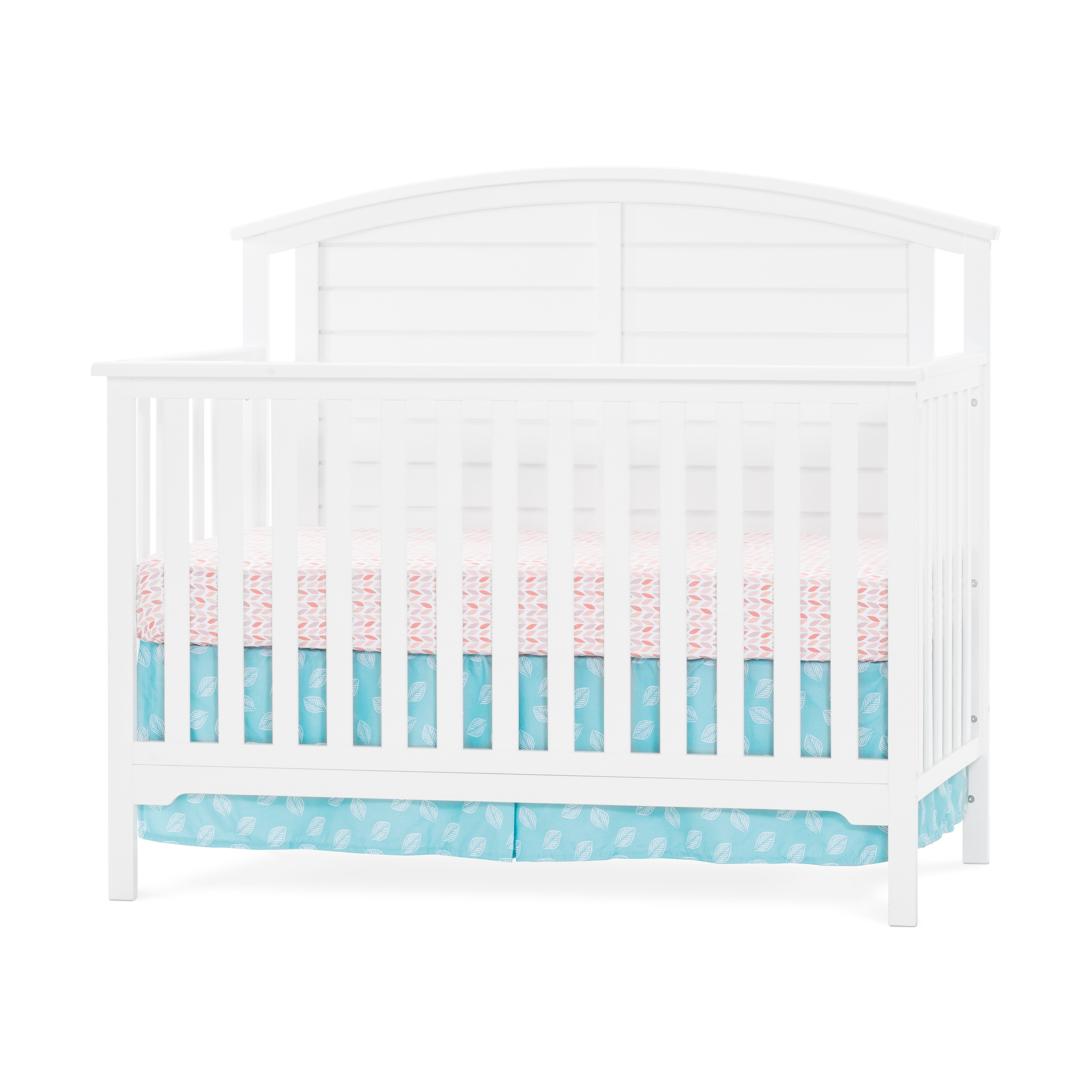 Hampton 4in1 Convertible Baby Crib, Curve Top in Matte White by