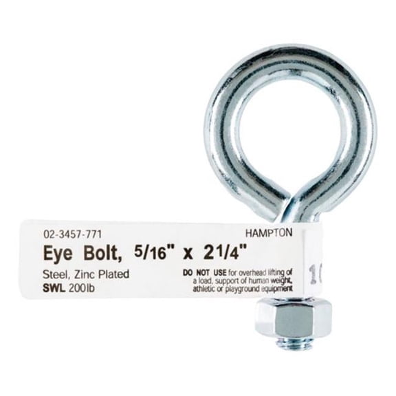 Hampton 5/16 in. X 2-1/4 in. L Zinc-Plated Steel Eyebolt Nut Included