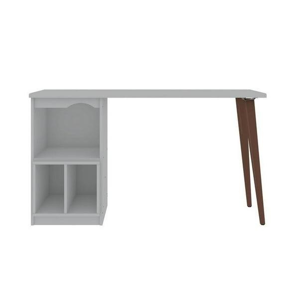 Hampton 53.54 Home Office Desk with 3 Cubby Spaces and Solid Wood Legs in White