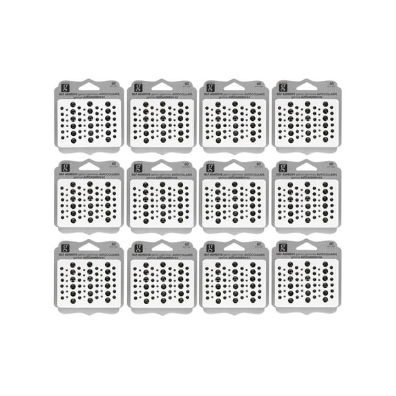 Hampton Art Adhesive Bling, Black, 12Pc, Gems, Gem Stickers, Jewels, 3D Stickers, Gems For Crafting, Rhinestone Craft Gems, Jewel Jewels For Crafts