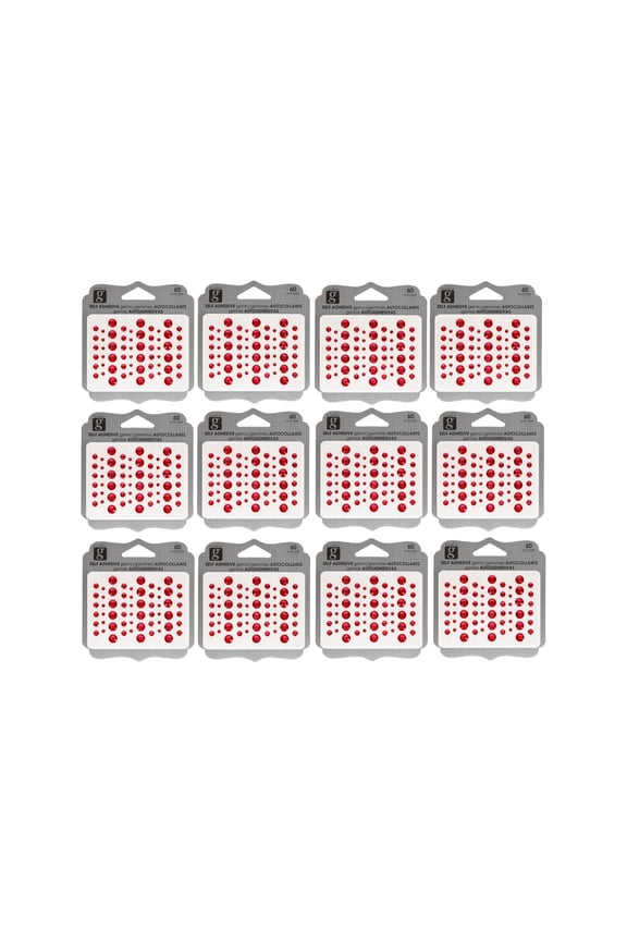 Hampton Art Adhesive Bling, Red, 12Pc, Gems, Gem Stickers, Jewels, 3D Stickers, Gems For Crafting, Rhinestone Craft Gems, Jewel Jewels For Crafts