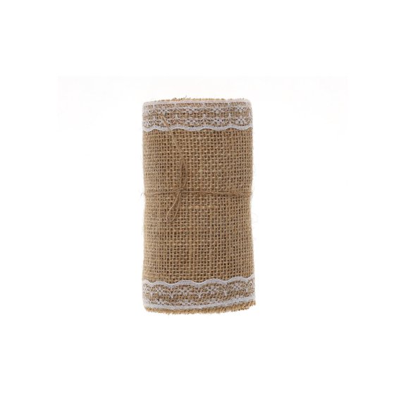 Hampton Art Burlap Ribbon with Lace Edge 10 Feet, 5.5 Inch Wide Burlap Lace Trim for Wreaths, Table Runners, Wedding Decor, Gift Wrapping, Crafts