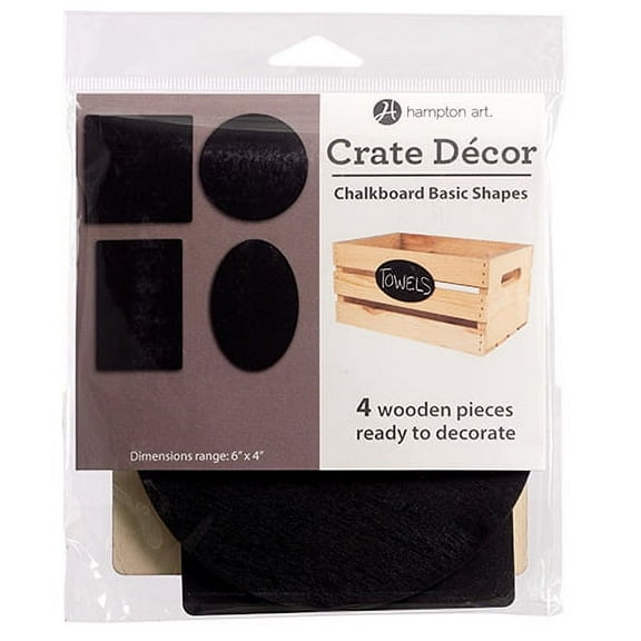 Hampton Art Crate Dcor Chalkboard Basic Shapes, 4 Wooden Pieces