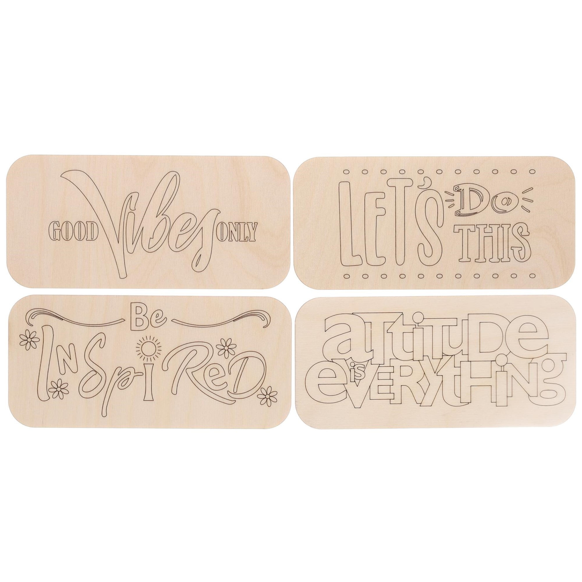 Hampton Art Crate Decor, Be Inspired 7"x3.5", 4pc, Unfinished Wood