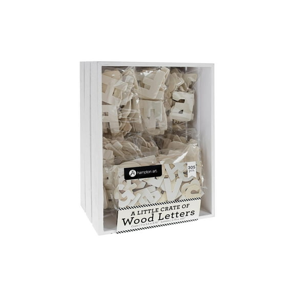 Hampton Art - Little Crate Of Wood Letters 305Pc, Wooden Letters, Wood Letters, Large Wooden Craft Small Alphabet Letters