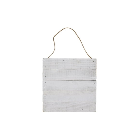 Hampton Art Whitewashed Wood Plaque Plank W/ Jute String, Size 10x10, 1 Each