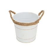 Hampton Art Rope Metal Bucket with Handles, 4.75'', White