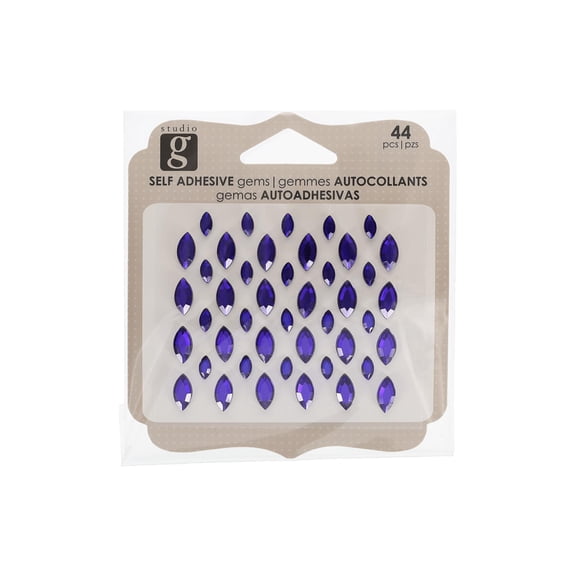 Hampton Art Studio G Self Adhesive Bling, Purple, assorted sizes, 44 pieces, 24 large gems, 20 medium gems for scrapbooking, paper crafts, home decor and more