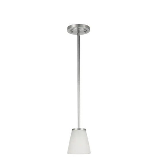 Hampton Bay Helena 4.7 in 1-Light Brushed Nickel Mini Pendant with Frosted Glass Shades