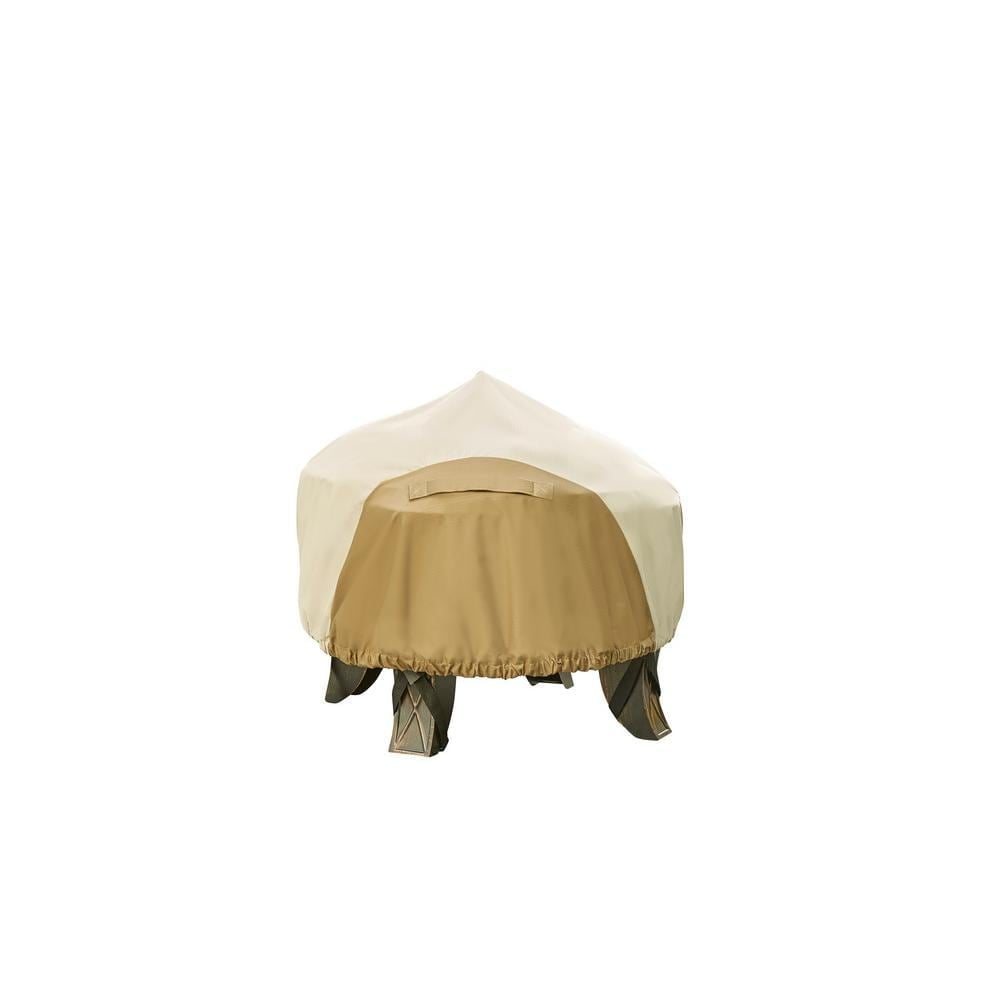 Beige and Brown Sun Resistant Round Furniture Cover